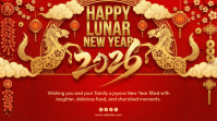 Red Happy Lunar New Year Celebration Digital Display Affichage numérique (16:9) template