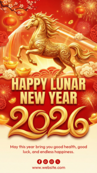 Red Happy Lunar New Year Instagram Story template