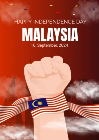 Red Happy Malaysim A4 template