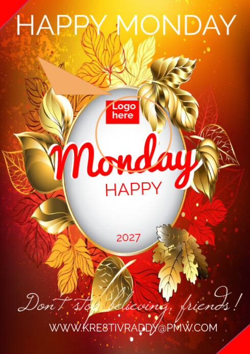 Red Happy Monday A4 Template | PosterMyWall
