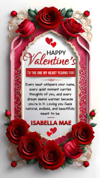 Red Happy Valentine's Day Greeting Card Template | Romantic Love Message Instagram Story