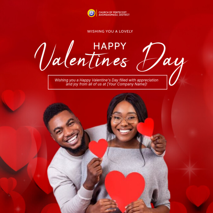 Red Happy Valentine's Day Instagram Poster Template Square (1:1)