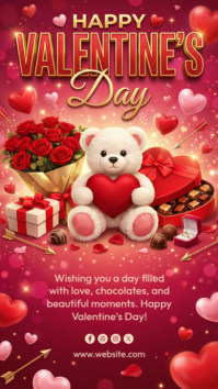 Red Happy Valentine's Day Instagram Story template