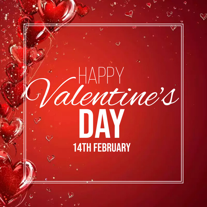red hearts Happy Valentines Day Template | PosterMyWall