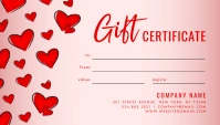 Red Hearts Valentine's Day Gift Certificate Business Card template