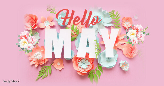 Red  Hello May Facebook Shared Image template