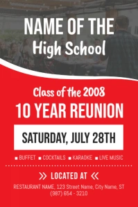 Red High school Reunion Poster Template