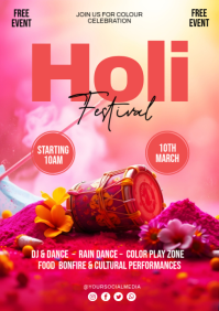 Red Holi Festival A5 template
