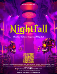 Red Holographic Noir Halloween Club Official Invitation Flyer Design Template