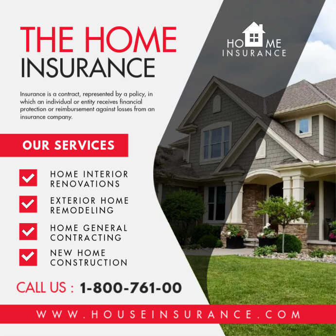 Copy of Red Home Insurance Instagram Post Template | PosterMyWall