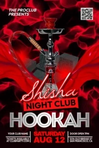 Red Hookah Party Poster template