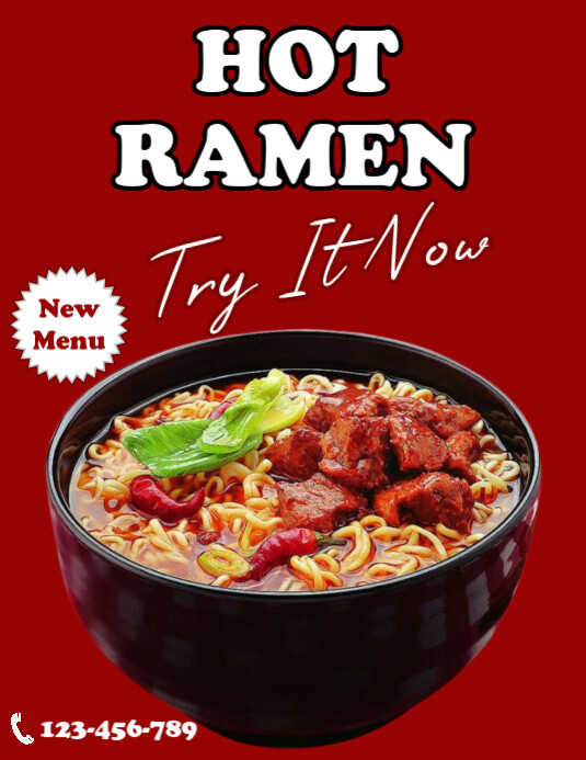 Red Hot Ramen Udon Japanesse Food Advertising Poster Flyer Flyer (us Letter) template