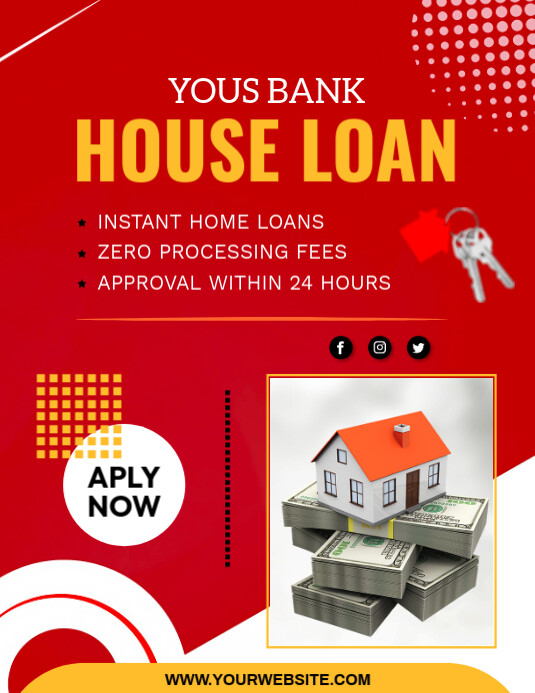 Red  House Loan  Flyer (us Letter) template