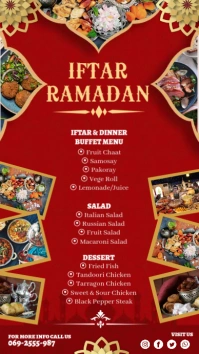 Red Iftar Menu Digital Display Template