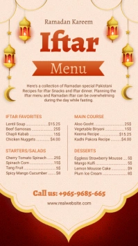 Red iftar menu template Tampilan Digital (9:16)
