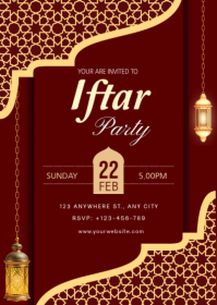 Red Iftar Party Invitation A6 template