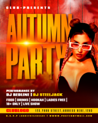 Red Illustrative Autumn Club Party Instagram Portrait template