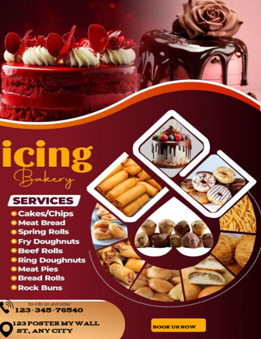 Baking Service Red Illustrative Baking Services Template For Making Orders Flyer (us ...