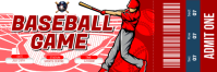 Red Illustrative Baseball Game Ticket Banner 2' × 6' template