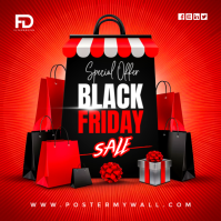 Red Illustrative Black Friday Sale Instagram Post template