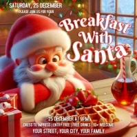 Red Illustrative Breakfast With Santa Flyer Square (1:1) template