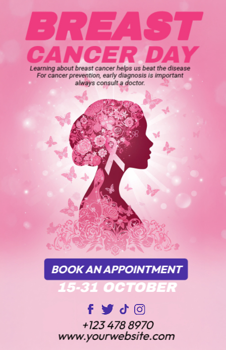 Red Illustrative Breast Cancer Support Campaign Tabloid 小报 template