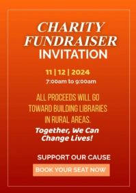 Red Illustrative Charity Fundraiser Invitation A2 template