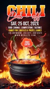 Red Illustrative  Chili Cook - Off Instagram Story template