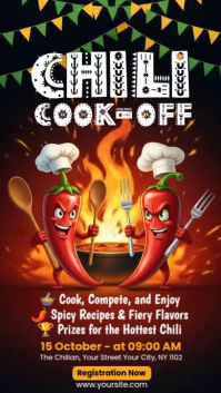 Red Illustrative  Chili Cook - Off Instagram Story template