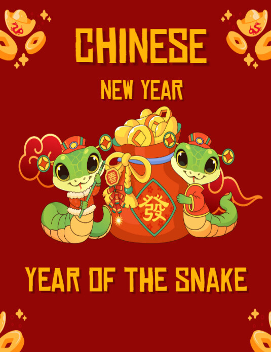 Copy of Red Illustrative Chinese New Year Flyer (us Letter) | PosterMyWall