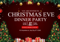 Red Illustrative Christmas Eve Party A6 template