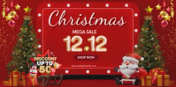 Red Illustrative Christmas Mega Sale Eventbrite Banner template