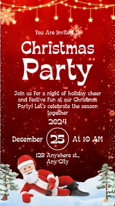 Red Illustrative Christmas Party Instagram Reel Template | PosterMyWall