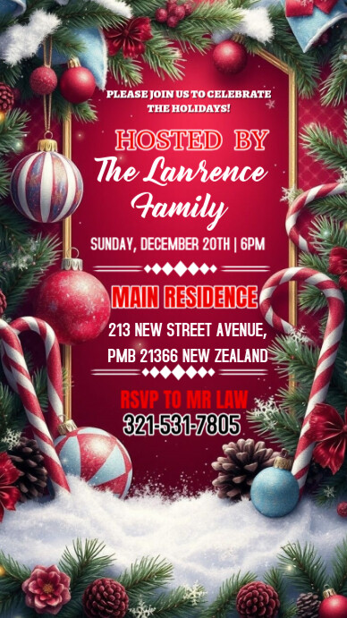 Red Illustrative Christmas Party Invitation Instagram Story Template ...