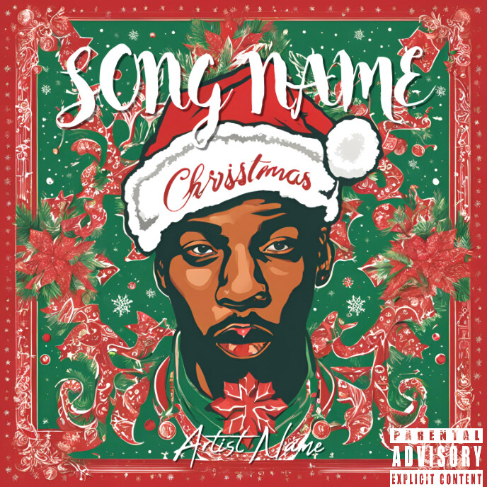 Red Illustrative Christmas Rap Album Cover 专辑封面 template
