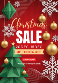 Red Christmas Sale A4 Template