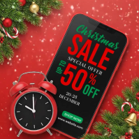 Red Illustrative Christmas Sale Square (1:1) template