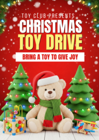 Red Illustrative Christmas Toy Drive A6 template