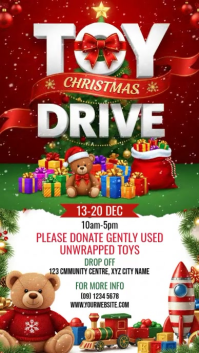 Red Illustrative Christmas Toy Drive Instagram Story template