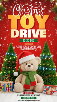 Red Illustrative Christmas Toy Drive Instagram Story template