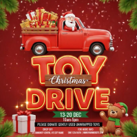 Red Illustrative Christmas Toy Drive Instagram Post template
