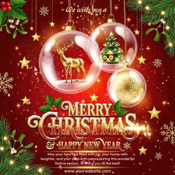 Red Illustrative Christmas Wishes Instagram Post Template | PosterMyWall