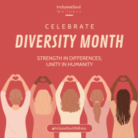 Red Illustrative Diversity Month Celebration Square template