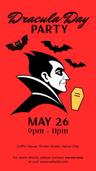 Red Illustrative Dracula Day Party Instagram Reel Video template