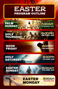 Red Illustrative Easter Program Schedule Tabloid 小报 template