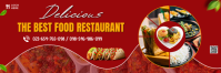 Red Illustrative Food Banner Template Design  Banner 2' × 6'