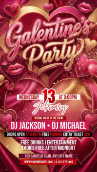 Red Illustrative Galentines Party Instagram Story template