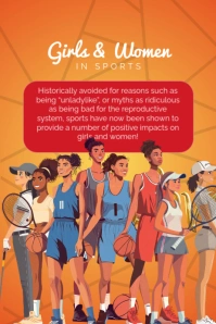 Red Illustrative Girls And Women In Sports Poster template