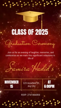 Red Illustrative Graduation Ceremony Party Invitation Instagram Story template