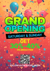 Red Illustrative Grand Opening A5 template